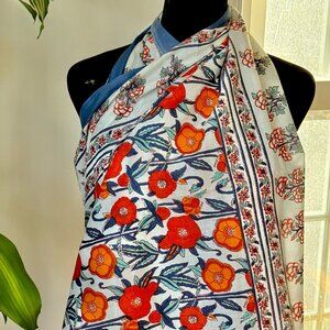 BRAND NEW Hand Block Printed Cotton Sarong Beach Wrap Pareo Long Scarf Cover up